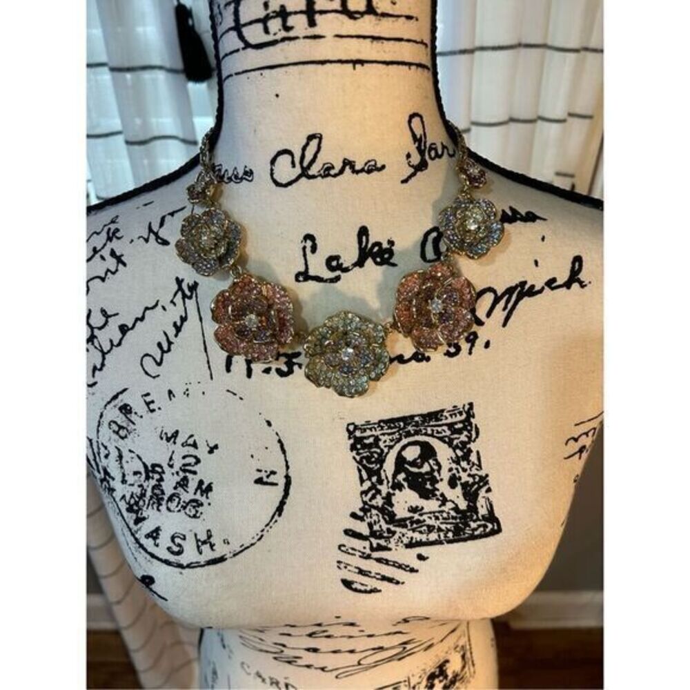 Draft Listing CHARTER CLUB Gold Tone Multicolored Crystal Flower Necklace